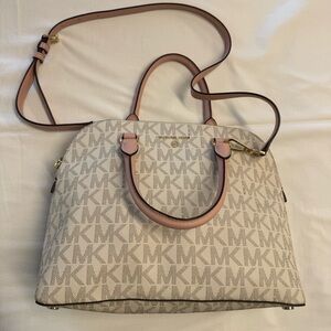 Michael Kors Monogram White and Pink Satchel